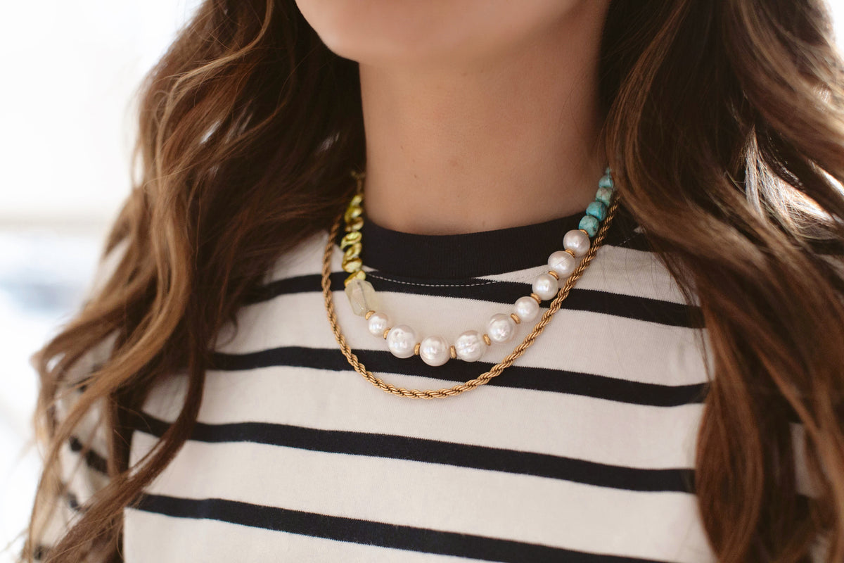Long Pearl Bauble Detail Necklace