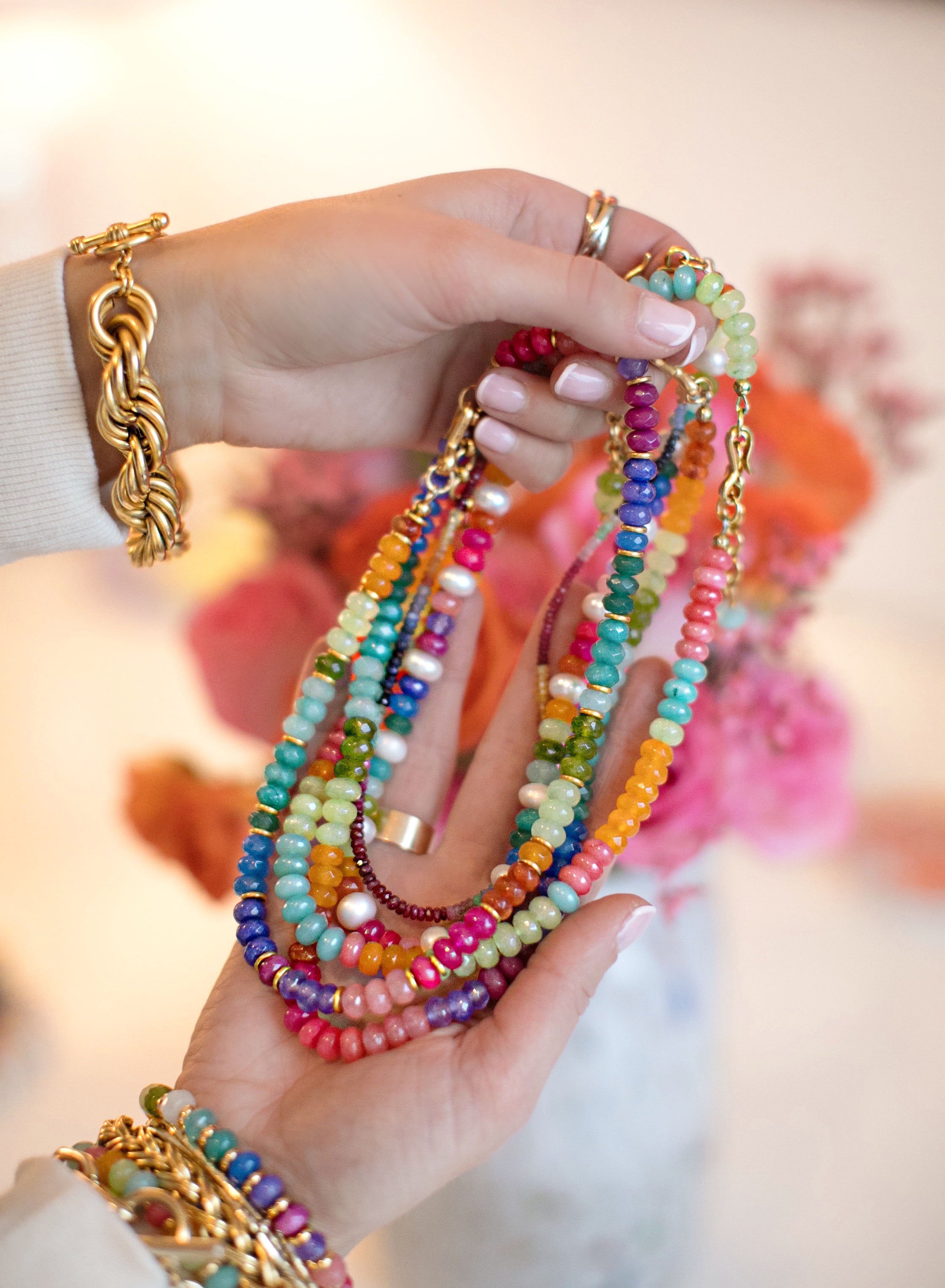 Buy Multi Color Stones Bead And Kundan Layered Necklace by Ruby Raang  Online at Aza Fashions.